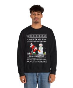Naughty Santa With Snowman Men's Ugly Christmas Sweater