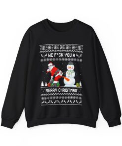 Alternative view of Naughty Santa With Snowman Men's Ugly Christmas Sweater
