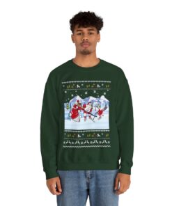 Santa Playing Hockey Ugly Christmas Sweatshirt