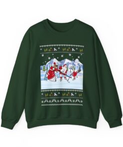 Alternative view of Santa Playing Hockey Ugly Christmas Sweatshirt