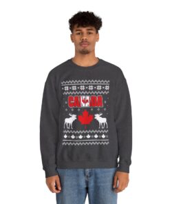 Moose Maple Leaf Canada Ugly Christmas Sweater For Men
