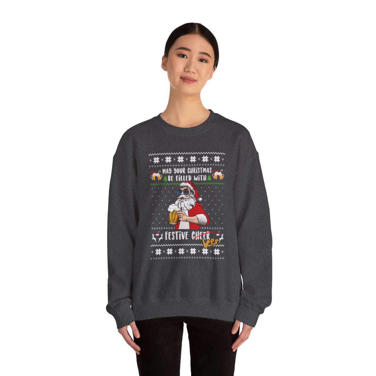 Festive Beer Funny Ugly Christmas Sweatshirt For Unisex 2 Festive Beer Funny Ugly Christmas Sweatshirt For Unisex - Image 2