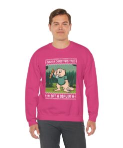 Alternative view of Save A Christmas Tree Eat A Beaver Ugly Sweatshirt For Unisex