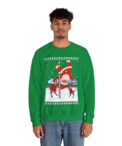 Santa North Pole Dancing With Reindeer Funny Ugly Christmas Sweater