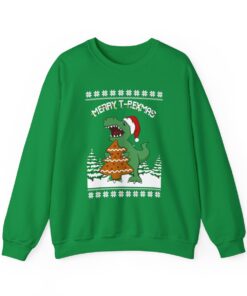 T-Rex Eating Christmas Cookies Christmas Sweatshirt Ugly