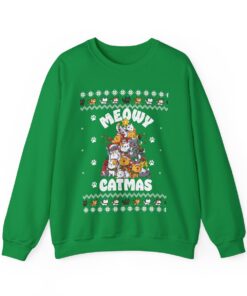 Cat Xmas Tree Ugly Christmas Sweatshirt Womens