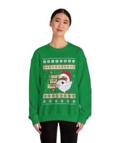 Dont Stop Believin Black Santa Claus Ugly Christmas Sweatshirt Womens 10