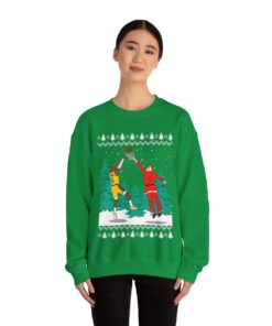 Santa Dunking Lebron James Ugly Christmas Sweatshirt Womens