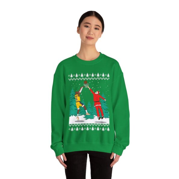 Santa Dunking Lebron James Ugly Christmas Sweatshirt Womens