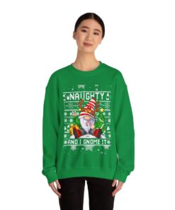 Naughty Gnome Ugly Christmas Sweatshirt Womens