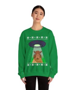 Alien Capybara Ugly Christmas Sweatshirt Womens