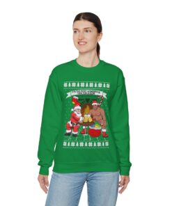 Santa Barry Wood Drinking Beer Ugly Christmas Sweatshirt Womens