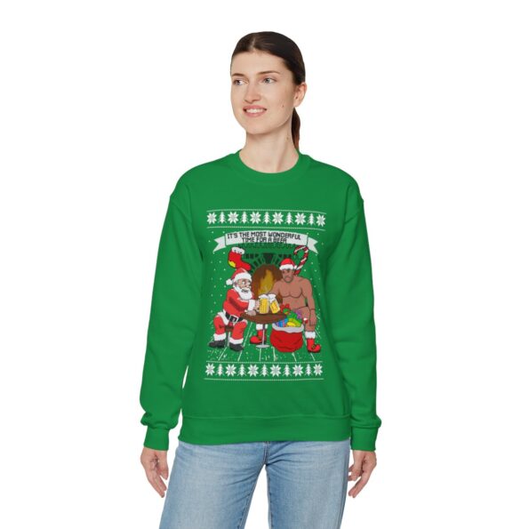 Santa Barry Wood Drinking Beer Ugly Christmas Sweatshirt Womens