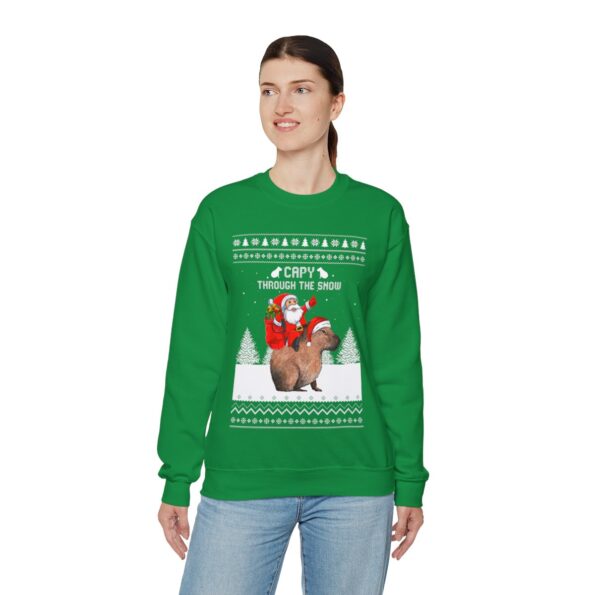 Capybara Capy Through The Snow Ugly Christmas Sweatshirt Womens