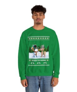 Naughty Reindeer Snowman Ugly Christmas Sweatshirts For Mens