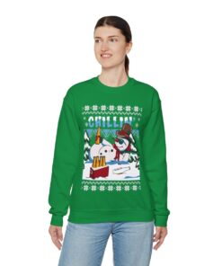 Chilling Snowman Ugly Christmas Sweatshirt Womens