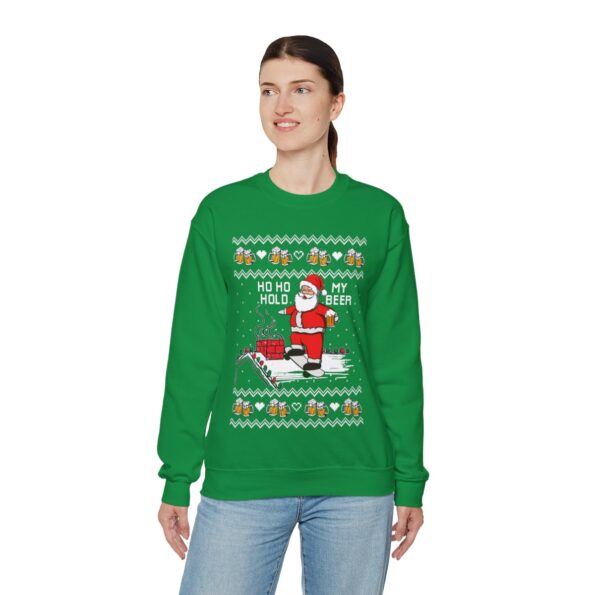 Santa Ho Ho Hold My Beer Ugly Christmas Sweatshirt Womens