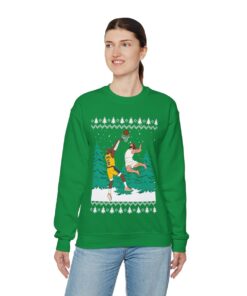Jesus Dunking Lebron James Ugly Christmas Sweatshirt Womens
