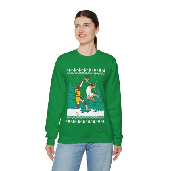 Jesus Dunking Lebron James Ugly Christmas Sweatshirt Womens