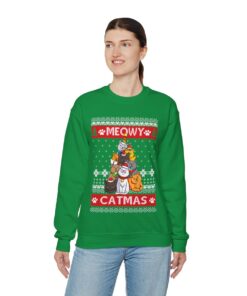 Cat Ugly Christmas Sweatshirt Womens
