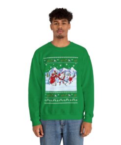 Canadian Hockey Game With Santa Christmas Crewneck Sweatshirt