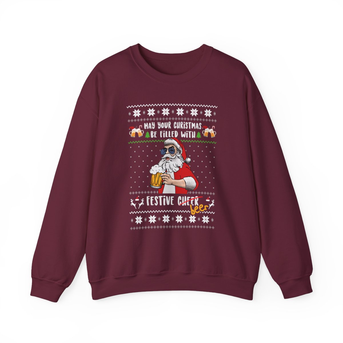 Festive Beer Funny Ugly Christmas Sweatshirt For Unisex 6 Festive Beer Funny Ugly Christmas Sweatshirt For Unisex - Image 6