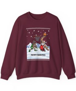 Santa Playing Basketball Ugly Christmas Sweatshirt For Unisex