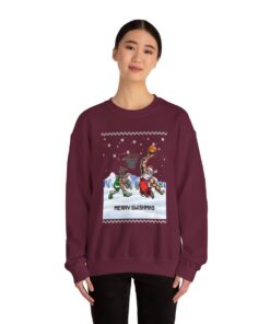 Alternative view of Santa Playing Basketball Ugly Christmas Sweatshirt For Unisex