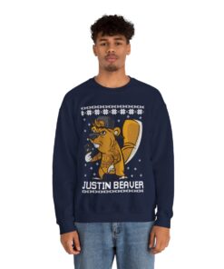 Justin Beaver Funny Ugly Christmas Sweatshirt For Men