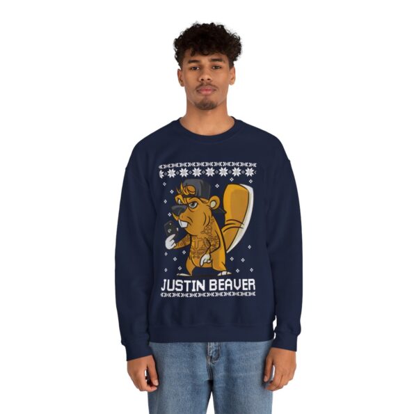 Justin Beaver Funny Ugly Christmas Sweatshirt For Men