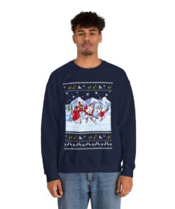 Canadian Hockey Game With Santa Christmas Crewneck Sweatshirt
