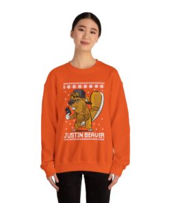 Alternative view of Justin Beaver Funny Ugly Christmas Sweatshirt For Unisex