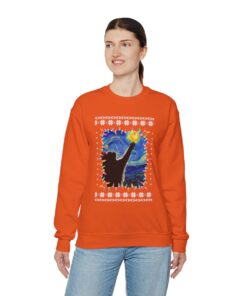 Starry Night Cat Ugly Christmas Sweatshirt For Unisex