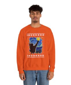 Alternative view of Starry Night Cat Ugly Christmas Sweatshirt For Unisex