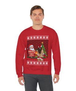 Alternative view of Santa With Sexy Girl Men's Ugly Christmas Sweatshirt