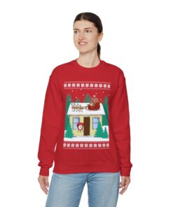 Barry Wood Santa Sleigh Ugly Christmas Sweatshirt Womens