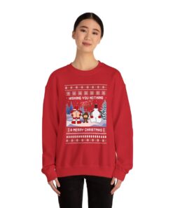 Alternative view of Naughty Santa Elf Snowman Ugly Christmas Sweatshirt For Unisex