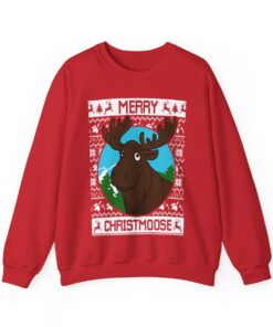 Moose Womens Ugly Christmas Sweatshirt