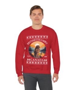 Alternative view of Grizzly Bear British Columbia Canada Men's Ugly Christmas Sweatshirt