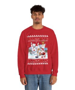 Santa Playing Hockey With Canada Animals Ugly Sweatshirt For Men