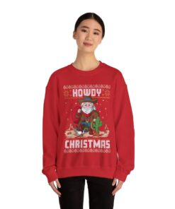Cowboy Santa Ugly Christmas Sweatshirt Womens