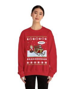 Ho Ho Ho Santa Reindeer Ugly Christmas Sweatshirt Womens