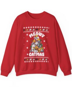 Cat Xmas Tree Ugly Christmas Sweatshirt Womens