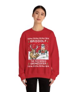 Lifting Santa Reindeer Swoleman Ugly Christmas Sweatshirt Womens