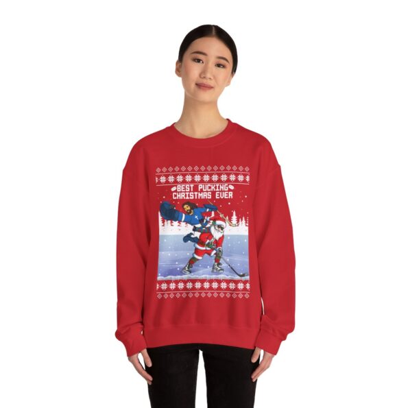 Santa Jesus Hockey Ugly Christmas Sweatshirt Womens
