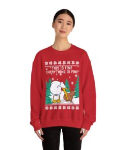Everything Is Fine Capybara Ugly Christmas Sweatshirt Womens