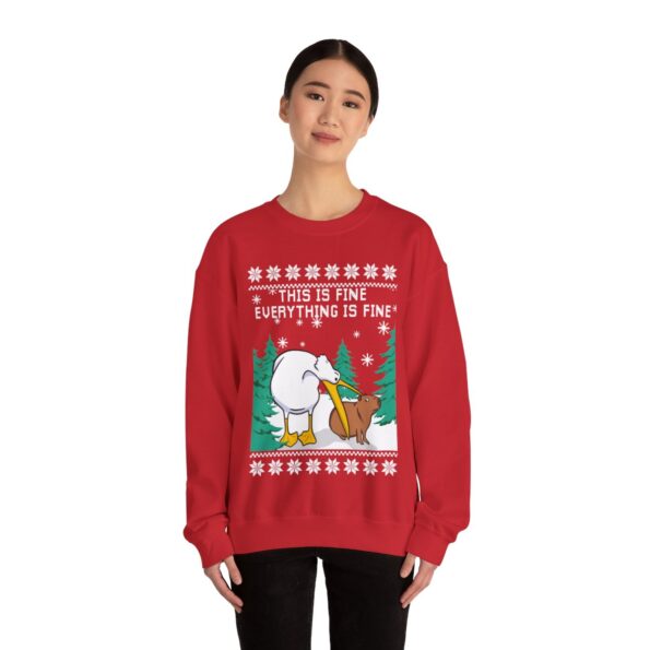Everything Is Fine Capybara Ugly Christmas Sweatshirt Womens