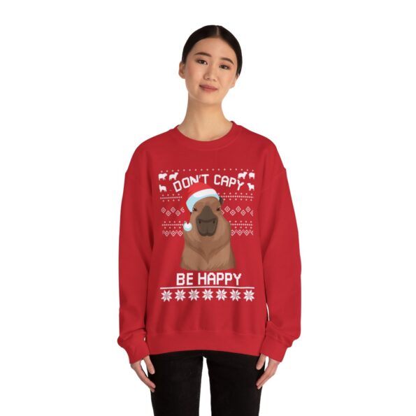 Dont Capy Be Happy Capybara Ugly Christmas Sweatshirt Womens