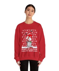 Funny Santa Ho Ho Hold My Beer Ugly Christmas Sweatshirt Womens