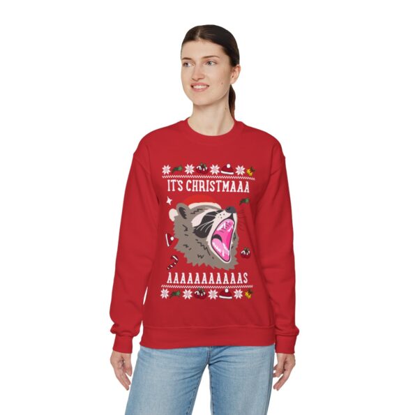 It's Christmas Screaming Raccoon Christmas Sweatshirt Womens